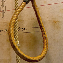 A hangman's noose on display at the National Justice Museum, High Pavement, Nottingham.